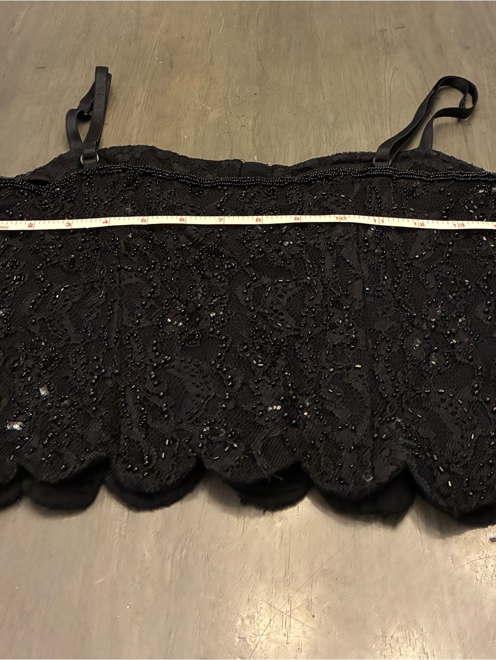 Black Beaded Corset top 6P
Black Lace, Scalloped bottom by INC. - Picture 10 of 10